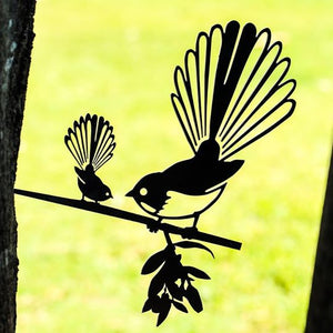 Metalbird Fantail & Baby / Piwakawaka - Large