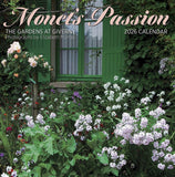 Calendar cover featuring a garden scene with flowers and a window, titled 'Monet's Passion: The Gardens at Giverny'.