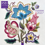 Floral embroidery design on a calendar cover with RSN branding