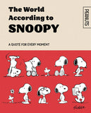 Book cover of 'The World According to Snoopy' with cartoon illustrations and text.
