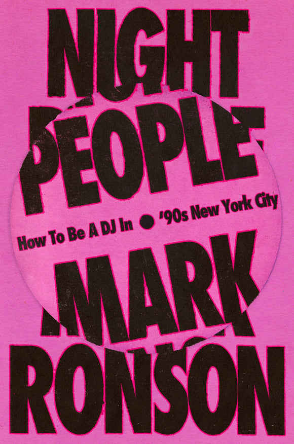 Book cover of 'Night People' by Mark Ronson with pink background and black text