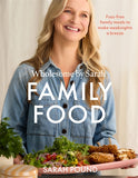 Book cover of 'Family Food' by Sarah Pound featuring a woman holding a tray of food.