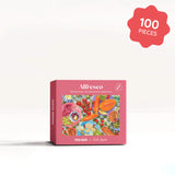 Puzzle box with colorful design and 'Alfresco' branding on a white background