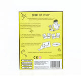 Back of a card game box with 'How to Play' instructions and game details.