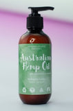 Bottle of Australian Hemp Oil with pump on a light background