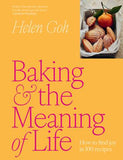 Book cover of 'Baking & the Meaning of Life' by Helen Goh with a yellow background and image of baked goods.