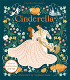 Book cover of 'Cinderella' with illustrations of Cinderella and the prince, surrounded by flowers and pumpkins.