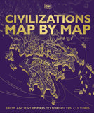 Book cover of 'Civilizations Map by Map' with a map design on a purple background