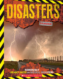 Book cover of 'Disasters' with a stormy sky and road, featuring Scholastic branding.