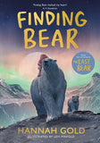 Book cover of 'Finding Bear' with a polar bear and child illustration against a mountainous landscape.