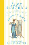 Book cover of 'Jane Austen's Fashion Bible' with a woman in a blue dress and yellow background.