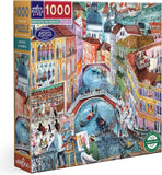 Jigsaw puzzle box with a colorful illustration of Venice and 'eefco' branding.