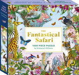 Box of 'Fantastical Safari' 1000 piece puzzle with various animals and plants on a colorful background.