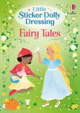 Book cover of 'Little Sticker Dolly Dressing Fairy Tales' with two dolls on a green background.