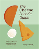 Book cover for 'The Cheese Lover's Guide' by Jenny Linford, featuring a light green background with stylized illustrations of cheese in orange, yellow, and white, plus dark brown text.