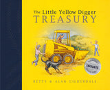 Book cover of 'The Little Yellow Digger Treasury' with a yellow bulldozer and children illustration.