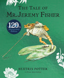 Book cover of 'The Tale of Mr. Jeremy Fisher' by Beatrix Potter with a green background and illustration of a frog.
