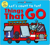 Children's book cover with a red fire truck and elephant character on a blue background