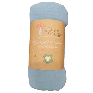 Lily & George - 100% Organic Cotton Muslin - Sea Blue