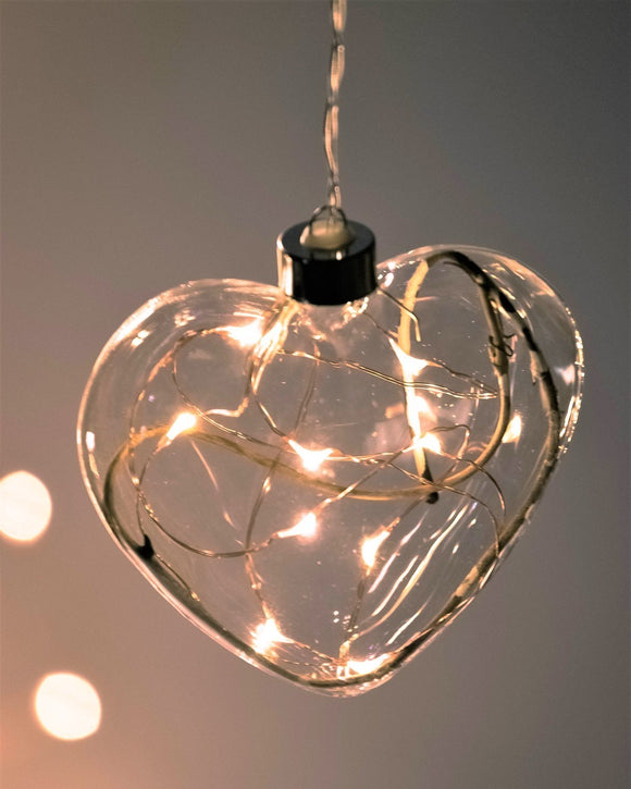 Clear Heart Hanging Glass Light with Twigs