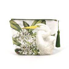 Vintage Birds & Botanicals Heron - Velvet Cosmetic Bag