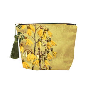 Vintage Botanical Kowhai - Velvet Cosmetic Bag