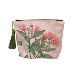 Vintage Botanical Pohutukawa - Velvet Cosmetic Bag